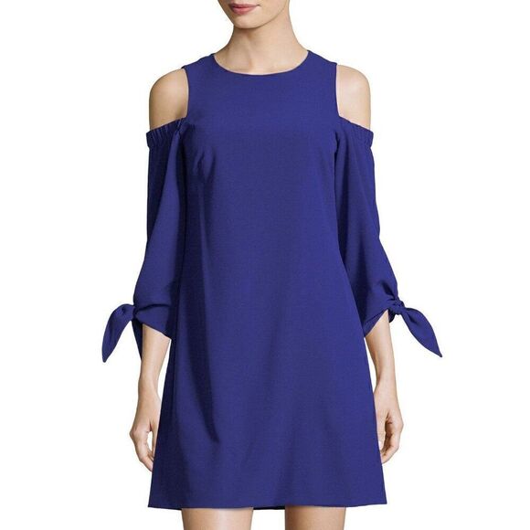 Eliza J Cold Shoulder Shift Dress in Royal Blue Size 12 - Picture 1 of 5